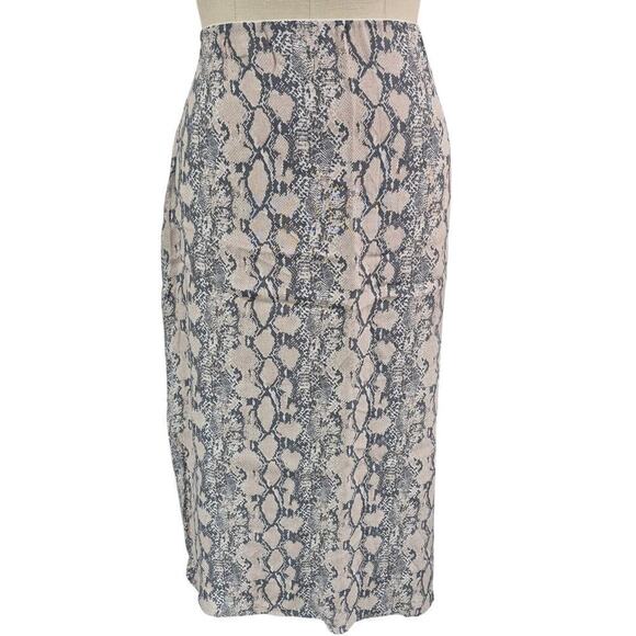 American Eagle 100% Viscose Beige/Gray Snakeskin Pattern Skirt Sz XL - Picture 1 of 4